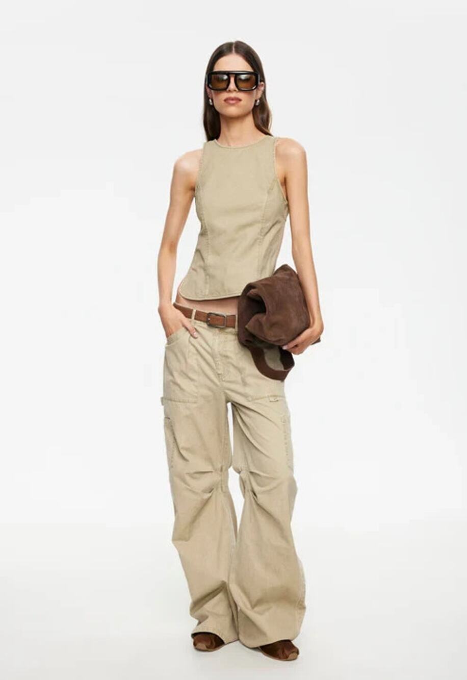 NWT Lioness Miami Vice Pant Beige Corduroy Carpenter Pants Women AU 12 / Large